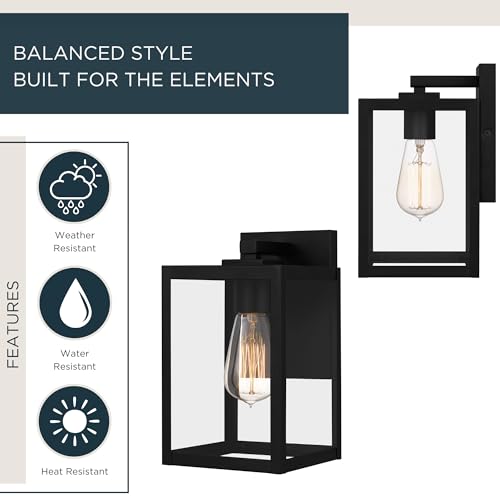 Image of Quoizel Westover 10 inch Outdoor Wall Lantern, Earth Black | 1-Light, Clear Beveled Glass, E26 Base, ETL Wet Rated