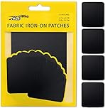 ZEFFFKA Fabric Iron-on Patches Inside & Outside Strongest Glue 100% Cotton Black Repair Decorating Kit 12 Pieces Size 3" by 4-1/4" (7.5 cm x 10.5 cm)