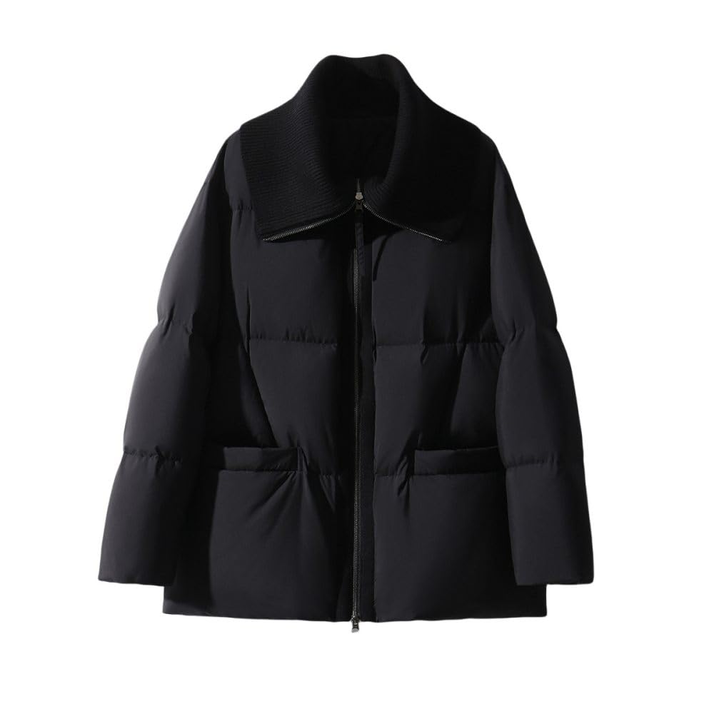 BrOleo Chaqueta Acolchada Mujer,Elegante Y Cálida Chaqueta De Plumas con Cuello Peter Pan Abrigo Ligero con Cremallera Completa Ropa Exterior A Prueba De Viento Chaqueta Aislante Trabajo Al Aire Lib
