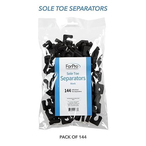 forpro sole toe separators - black luxurious foam separators - individual toe separators for pedicures  144-count