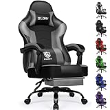 minnouat Gaming Stuhl Ergonomischer mit Fußstütze, Gaming Chair 150 kg Belastbarkeit, Gamer Stuhl aus Kunstleder, Höhenverstellbarer PC Zockerstuhl Bürostuhl für Jugendliche Erwachsene, Grau
