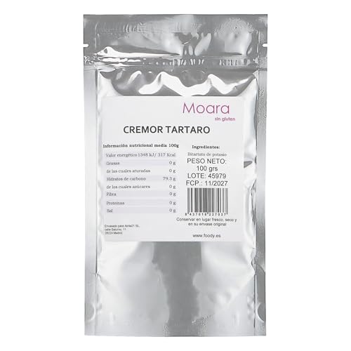 Cremor Tártaro Moara 100g 100% Natural | Sustituto de Levadura Química | Sin Gluten, Vegano, Keto | Estabilizador para Repostería y Merengues
