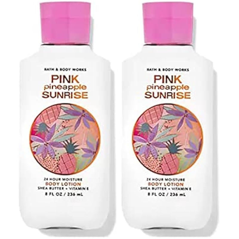 Bath and Body Works Super Smooth Body Lotion Sets Gift For Women 8 Oz -2 Pack (Pink Pineapple Sunrise)