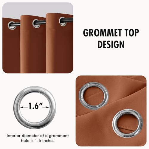 Image of MIULEE Terracotta Blackout Bedroom Curtains Drapes 84 Inch Long 52 inchx84 inch | Grommet Top, Room Darkening Window Drapes, Privacy Protection, Thermal Insulated, Heat Blocking, Light Blocking