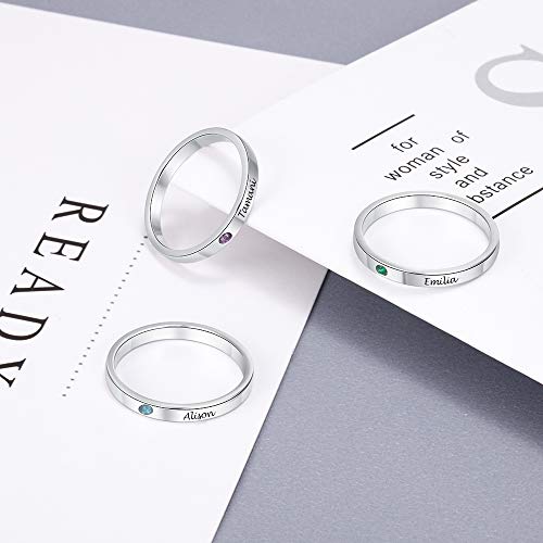 Personalized Simulated Birthstone Rings Custom Engraved Names Best Friend Rings Valentines Birthday Gifts for Women4