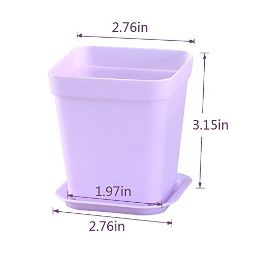 Kloud City 28Pcs Colorful Square Plastic Plant Pot, Planter, Flower Pot With Pallet Tray Saucer #TOP5