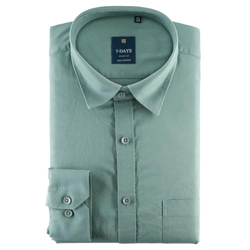 Image of 7-DAYS Men's 100% Cotton Full Sleeve Shirt for Men | Premium Plain Shirt | Tailored Fit (Between Slim & Regular) | Stylish Office & Casual Wear | with Pocket