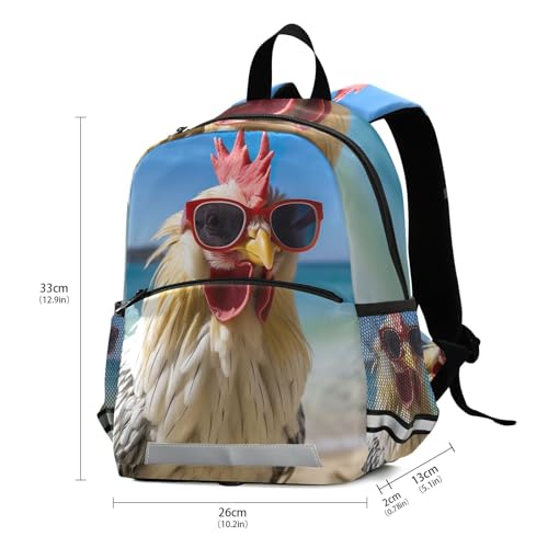 Chicken Beach Toddler Backpack for Girls Boys, Mini Travel Bookbag Kids School Backpacks3