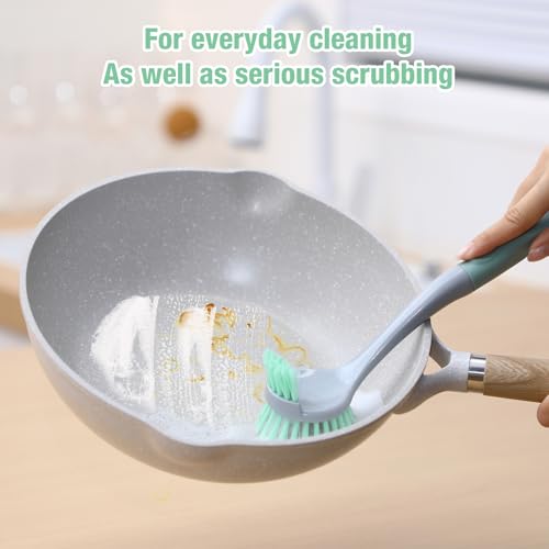Image of Patelai 12 Pack Dish Brush with Long Handle, 11. 5 Inches Pot Pan & Dish Brush, Cleaning Brushes for Kitchen and Bathroom, Safe on Cookware, Stainless Steel, Outdoor Furniture, Showers & Sinks