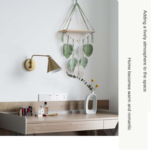 Macramé mural suspendu avec feuilles tressées pour chambre - 5