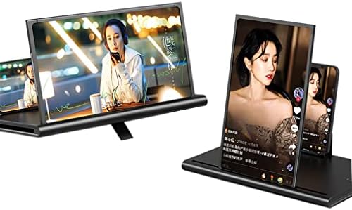 Pull- out Magnifier, 12in Phone Screen Magnifier 2021 Upgraded Version, Mobile Phone Screen Expanders & Magnifiers Horizontal And Vertical Dual Screen Amplifier Foldable Universal ( Color : Black )