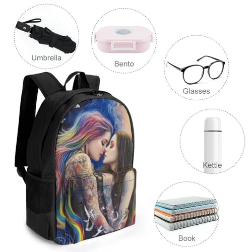 Supdreamc Men Women Polyester Goth Gothic Lace Love Lgbt Lesbian Pride Daypack Backpack Large Capacity Carry On Bag With Smooth Zippers for Hiking Picnic Walking Cycling4