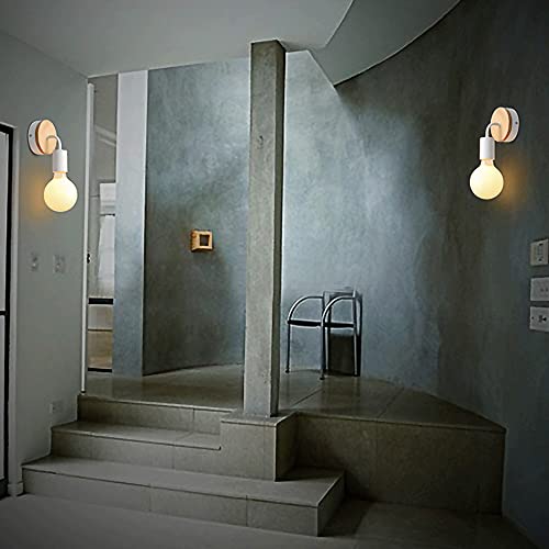 Lámpara de pared E27 retro industrial de hierro con madera para pasillo 7