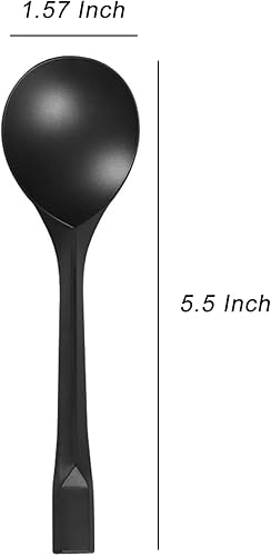 Miniatura 2 de Cucharas de postre de plástico, cucharas de sopa desechables, cucharas negras resistentes para fiestas, oficina, restaurantes, eventos, utensilios,