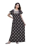 For N Beauty Stylish Indian Women's Cotton Traditional Printed Maxi Long Nightgowns/Nighty (Brown, Free Size)