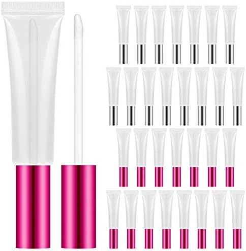 30 Pieces 10ml Empty Lip Balm Bottle Plastic Lip Gloss Tube Reusable Lipstick Bottle Clear Lip Gloss Containers with Rubber Stoppers for DIY Lip Gloss By suoundey