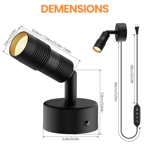Image of Zoomable LED Spot Lights Indoor Uplighting with Remote & Timer, 5W Up Lights Indoor Dimmable Plant Spotlight Uplights Accent Lighting, Floor Spotlight Lamp with 5.9FT Plug Cord - Black 2 Pack