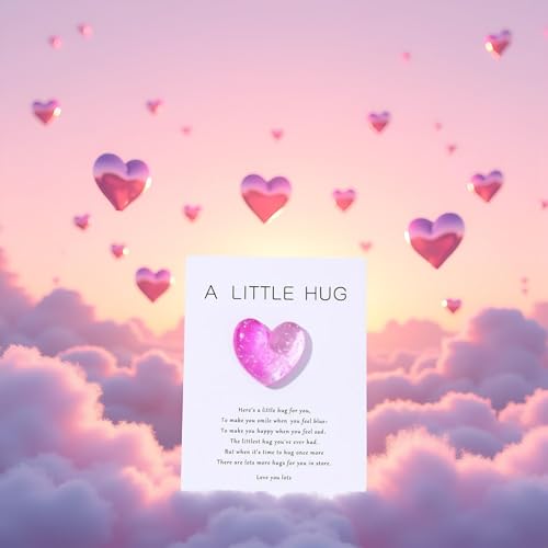 1pc Heart Pocket Hug Token Gifts,Pocket Hug Cards Inspirational Gifts for Women Daughter Granddaughter Boy Son Grandson Christmas Birthday Gift,Greeting Cards Cards and Card Stock (Pink+White)