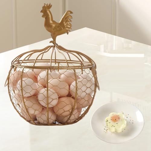 Kopinma Panier de collecte d'œufs en métal avec panier métallique pour collecter des œufs frais, porte-œufs pour plans de travail – vue 8