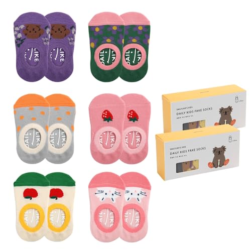 Dailylike Baby Boys Girls Non Slip Grip Ankle Socks with Anti Skid Grippers for Infants Toddlers Kids 6 Pairs