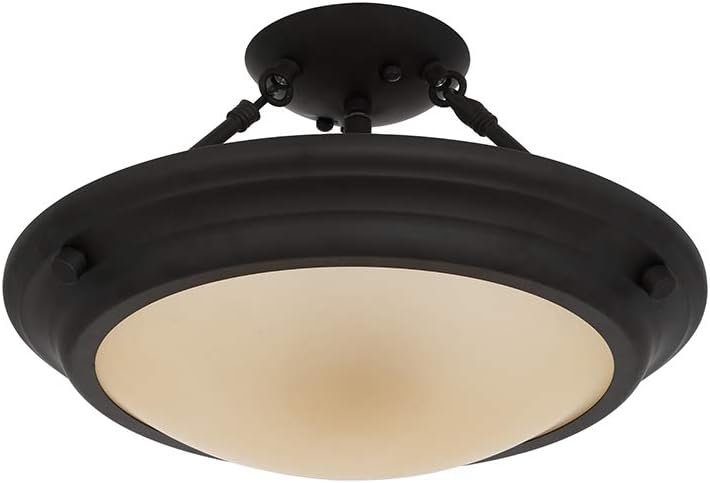 Amazon Brand – Ravenna Home Classic Glass Semi-flush Mount Light Pendant, Bulbs Included, 9.75"H, Dark Bronze