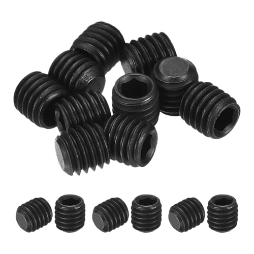 sourcing map 20Pcs Hex Socket Grub Screw, M5x5mm 304 Stainless Steel Head Socket Set Screws Flat Point Grub Bolt for Door Handles, Light Fixture Repair, Black