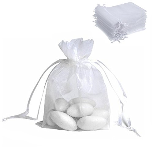 ECVILLA Kipoo 100pcs 4x6 inch Organza Bags - Sheer Drawstring Organza Jewelry...