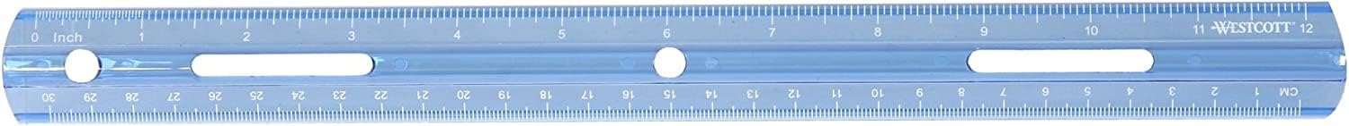 Westcott Plastic Ruler, 12 Inches/30 Centimeters, Blue (16014)