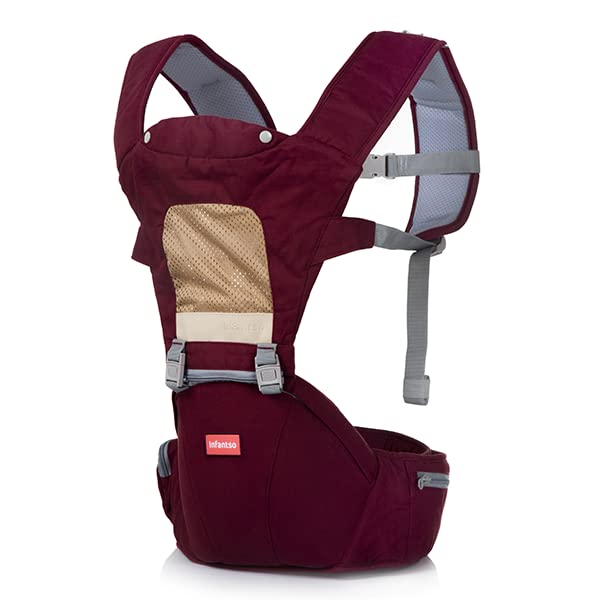 Infantso Premium Hip Seat Baby Carrier with 4 Adjustable Carry Positions, Carrier for 0 to 3 Years Baby with Hip Seat, Kangaroo Style Bag, Baby Carrying Bag for Newborn to Toddler, Weight Upto 15kgs