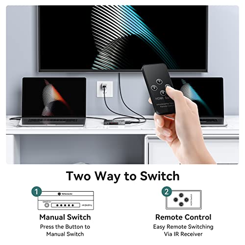 Yottamaster HDMI Switch 4 in 1 Out, 4K@60Hz HDMI Splitter with Remote 5 Port HDMI Switcher Selector Support 3D CEC HDR HDCP2.2 Compatible with PS5 Xbox DVD Player Roku TV Fire Stick
