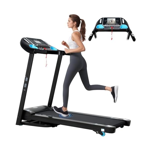 ISE Tapis de Course Pliable Electrique, Tapis de Marche Inclinable Professionnel, Tapis Course Inclinable 14KM/H, Treadmill Motorise 2HP/Écran LCD/12P, Tapis Marche Pliable Maison/Bureau
