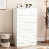 【Stockage Organisé et Polyvalent】Cette commode chambre offre 6 tiroirs spacieux, dont 4 grands pour ranger chemises et pulls, et 2 petits pour accessoires comme écharpes ou sous-vêtements. Idéale comme meuble de rangement chambre, elle garde votre espace toujours ordonné. Imaginez un dressing personnel où tout est à portée de main, sans encombrer votre pièce.