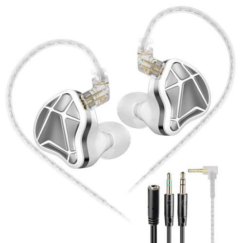 KZ Axas Gaming Earbuds Wired for PS4 PC Xbox PS5, Noise Isolation IEM for Gaming with Low Latency, Comfort-Fit Earphones for Laptop, Consoles and Mobile (White, Nomic)