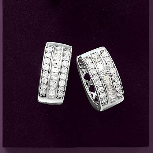 Ross-Simons Baguette and Round Diamond Sterling Silver Hoops #TOP22