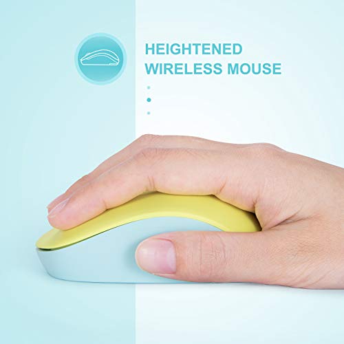 Seenda Wireless Mouse, 2.4G Noiseless Mouse With Usb Receiver Portable Computer Mice For Pc, Tablet, Laptop, Notebook - Yellow & Green #TOP4