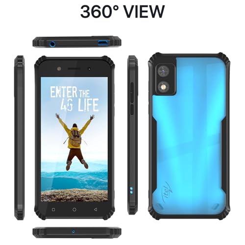 Image of Pikkme itel A23 Pro Back Cover | Crystal Clear Transparent Back | Ultra Hyrbid | Full Camera Protection | Raised Edge | Bumper Back Case (Black)