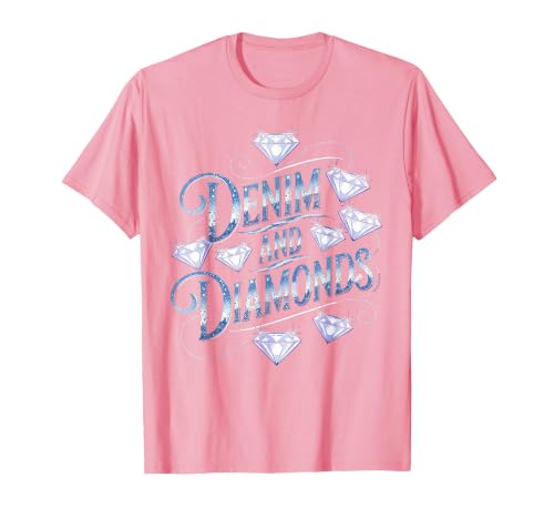 Denim and Diamonds Country Western Bachelorette Party Girl T-Shirt, Men, Pink, Large