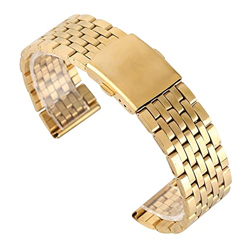 Bracelet de montre 22mm acier inoxydable doré contre l'usure du cuir