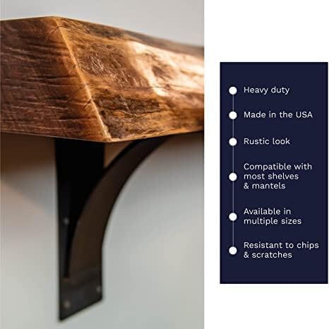 Miniatura 6 de RRD Soportes de repisa resistentes (paquete de 2)  Soporte de chimenea y encimera  Decoración rústica soldada a mano de granja (7 x 12 pulgadas de