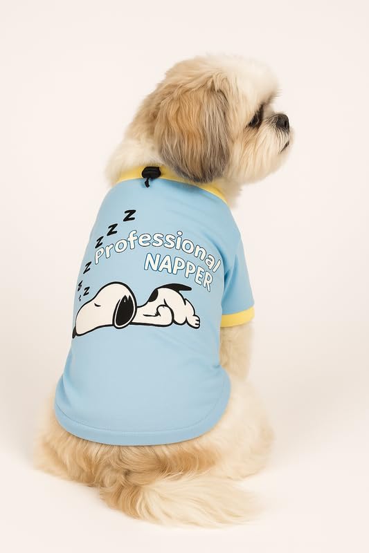 Image of Thunder Tails Cotton Adjustable Dog T-Shirt for Beagle, Cocker Spaniel, Hound & Corgi | Breathable Pet Clothing for Medium Dogs | Comfortable, Lightweight, Stretchable Dog Wear (Baby Blue Prof, 2XL)