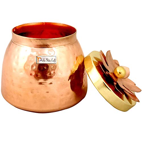 Prisha India Craft Copper Plating Dry Fruit Container Decorative Serving Bowls, Hammered Design, Height 3.50 Inch, Gold