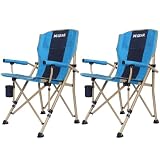 XGEAR Camping Chair with Padded Hard Armrest, Sturdy Folding Camp Chair with Cup Holder W Mesh Stora