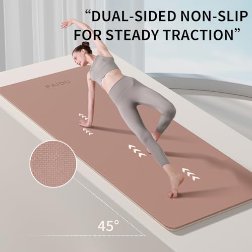 PAIDU Yoga Mat Non Slip Anti-tear,extra thick-2/5 inch（10MM）High Resiliency Professional POE Yoga Mats for Women Men Kids,72"x24"inch,Workout, Yoga, Pilates and Floor Exercise, with Carrier Strap - Thumbnail 6