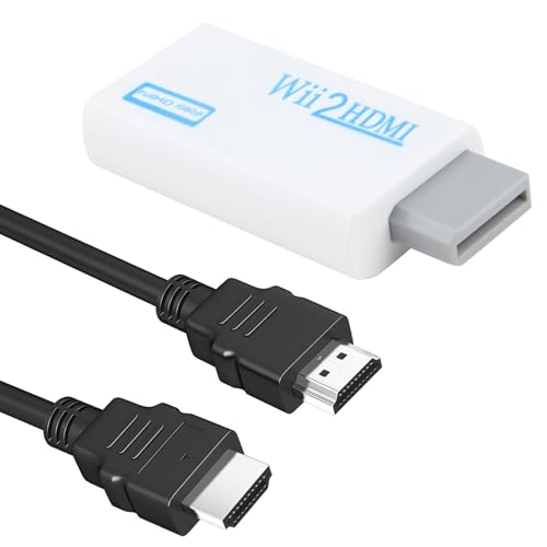 Wii to HDMI Adapter Wii HDMI Adaptor for Nintend Smart TV Supports 1080P/720P 3.5mm Audio HD Video Output Jack Adaptor High Speed WII Accessories with 1m HD-MI Cable
