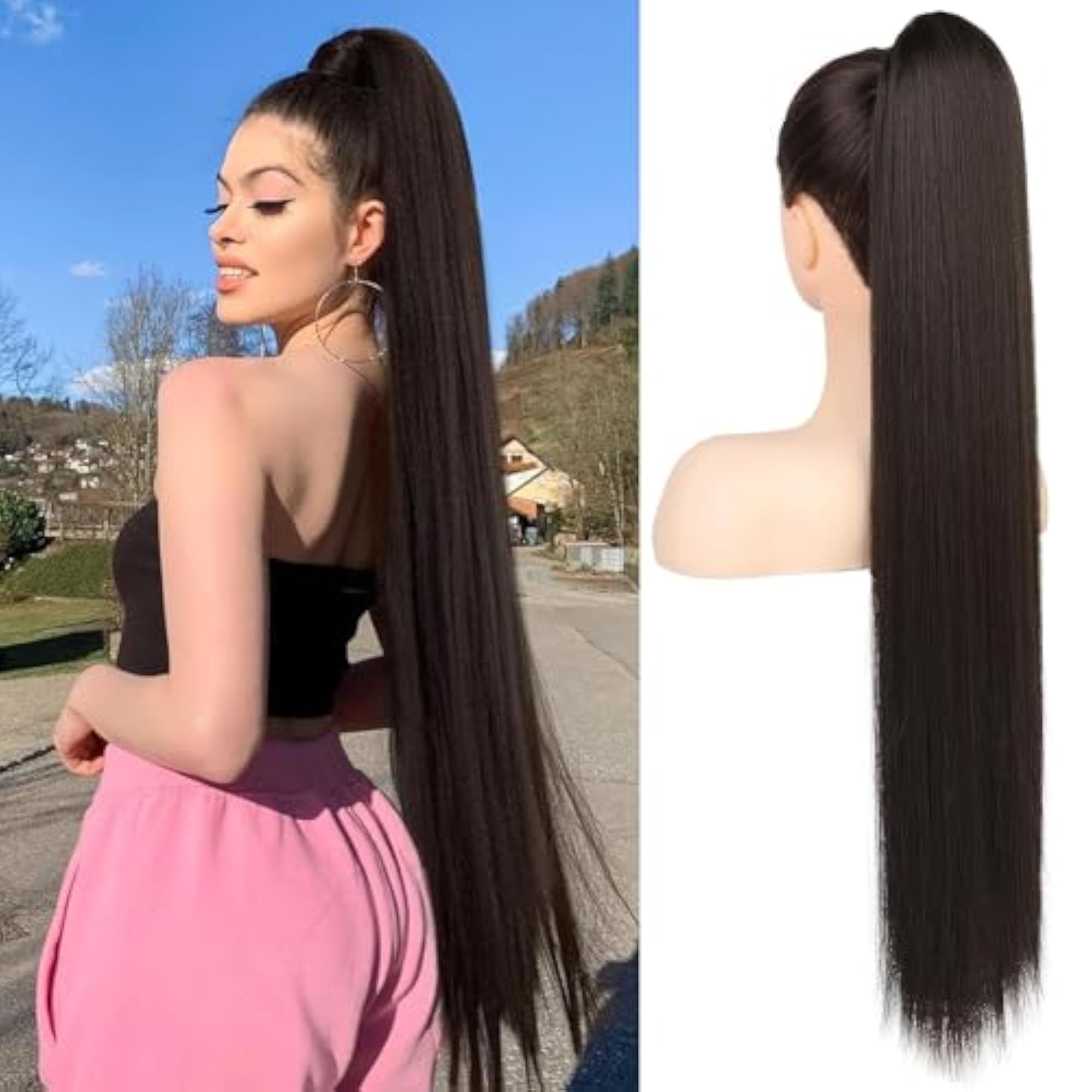30" Long Wrap Around Ponytail Hair Extension