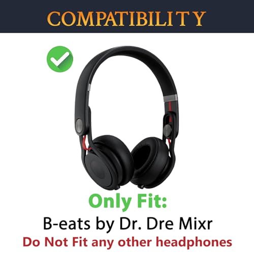 Almohadillas para auriculares SOULWIT Professional, repuesto para Beats by Dr. Dre Mixr, con cuero proteico más suave y espuma aislante de ruido - Negro miniatura 2