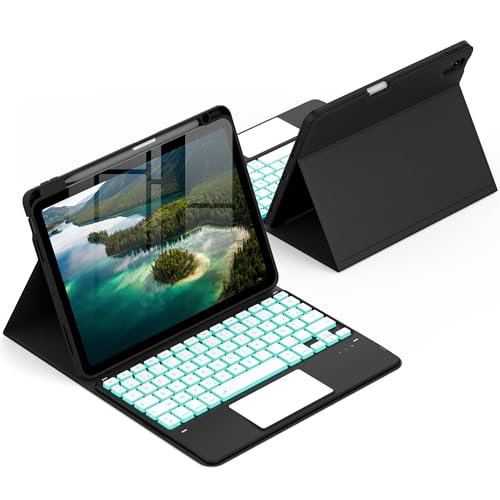 CACOE Clavier Étui Compatible avec iPad Air 7e Génération (2025) M3 11 Pouces/Air 6/5/4e Génération (2024/2022/2020) avec Pavé Tactile, Rétroéclairage 7 Couleurs, [AZERTY] sans Fil Détachable, Noir