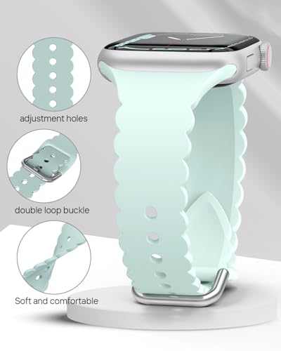Sunnywoo Lace Sport Silicone Band Compatible with Apple Watch 38mm 40mm 41mm 42mm 44mm 45mm 46mm 49mm for Women, Soft Wristband Waterproof Replacement for iWatch Series Ultra 10 9 8 SE 7 6 5 4 3 2 1
