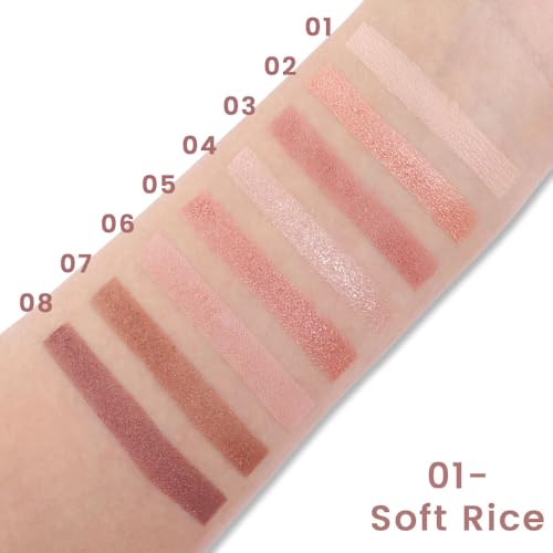 Image of SUAKE Nude Pink Eyeshadow Palette, Matte & Shimmer, High Pigmented 12 Colors Brown Purple Eye Shadow Primers for Eye Makeup, Korean Powder Palet de sombras de ojos (03-Soft Rice)