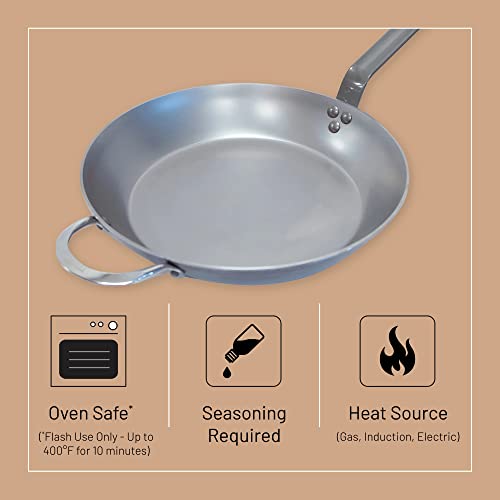 De Buyer Mineral B Carbon Steel Fry Pan - 14” - Ideal For Searing, Sauteing & Reheating - Naturally Nonstick - Made In France #TOP2